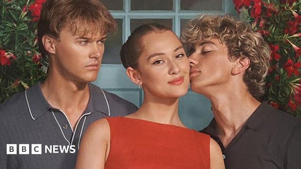 Christopher Briney, Lola Tung and Gavin Casalegno in a promotional photo for The Summer I Turned Pretty