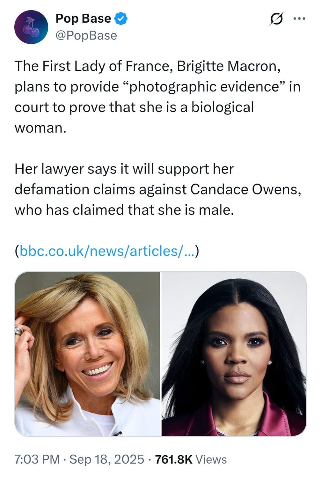 Meanwhile the First Lady of France is set to make noted transphobe and antisemite Candice Owens pay for her bigotry