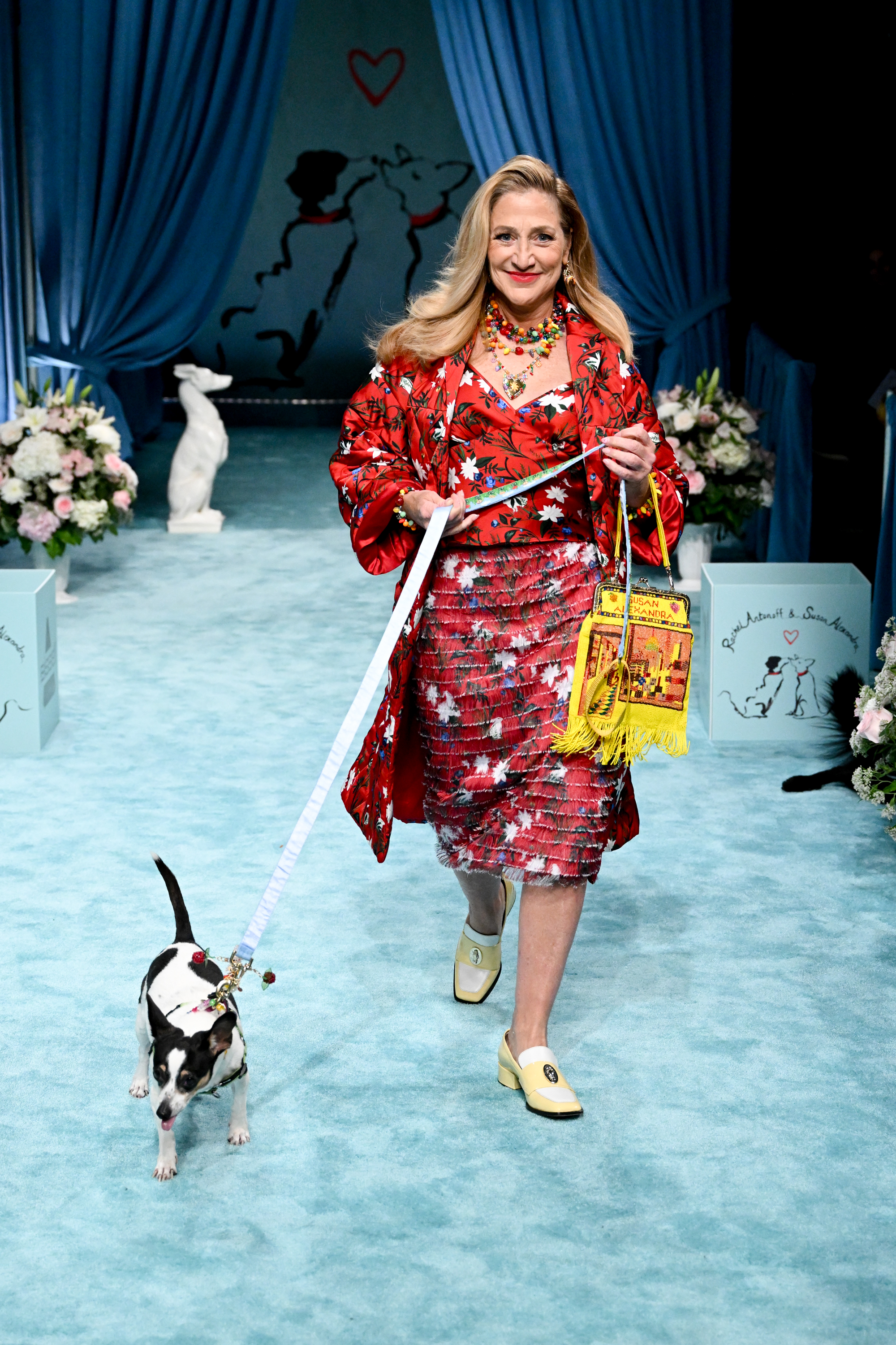 Edie Falco walks the runway at the Susan Alexandra x Rachel Antonoff Dog Show during New York Fashion Week held at St. Ann's Warehouse on September 10, 2025 in New York, New York. 
