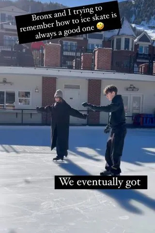 Ashlee Simpson/Instagram Ashlee Simpson and son Bronx ice skate together in December 2023.
