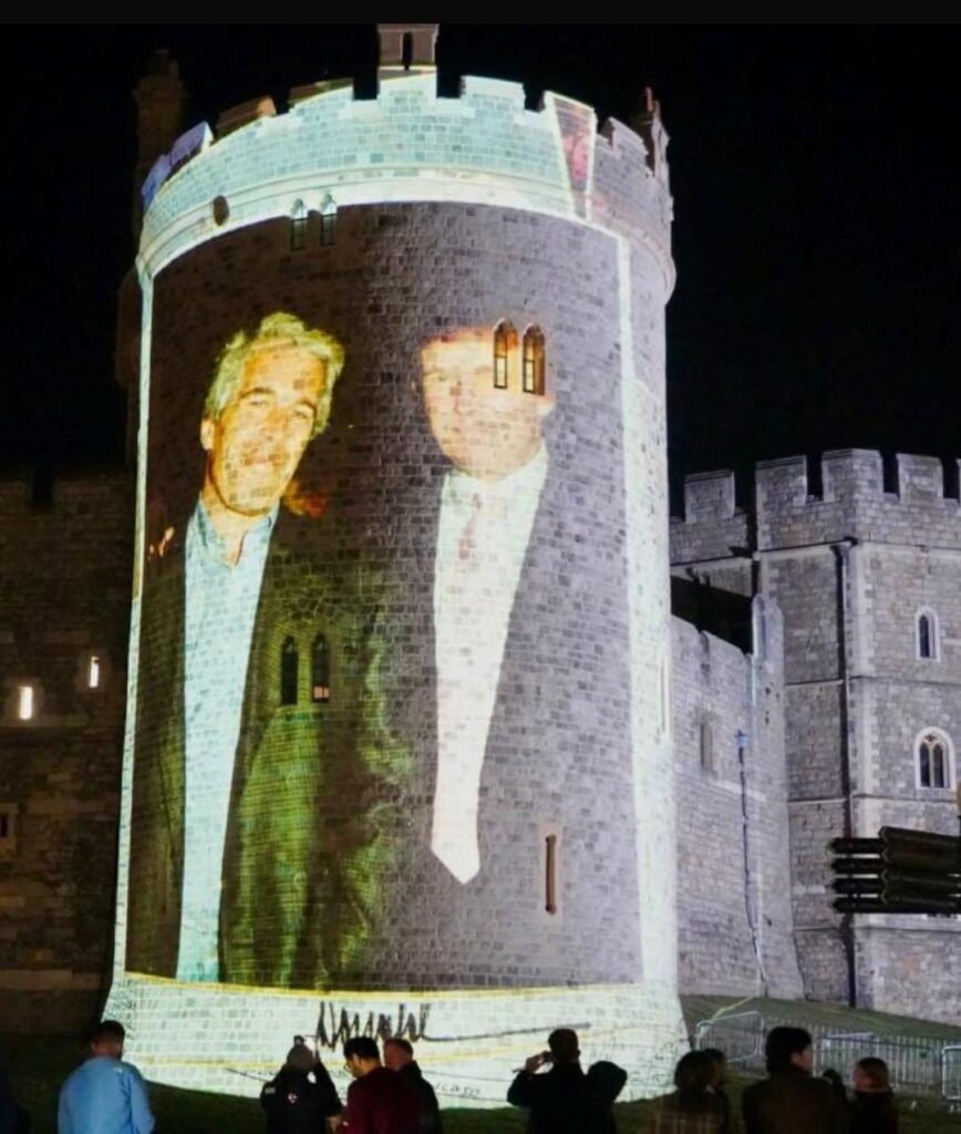 UK activists project the photo of Epstein and Trump on Windsor Castle