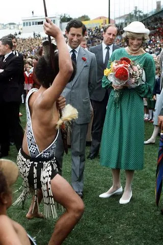 Jayne Fincher/Princess Diana Archive/Getty Princess Diana and Prince Charles watching a traditional Maori dance at Auckland Stadium, New Zealand during an official welcoming ceremony, on April 18, 1983.