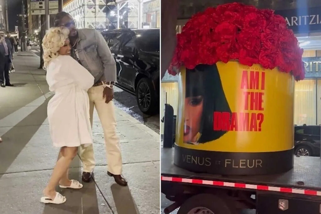 Stefon Diggs Surprises Pregnant Girlfriend Cardi B with Truck Full of Roses to Celebrate Her Album Release