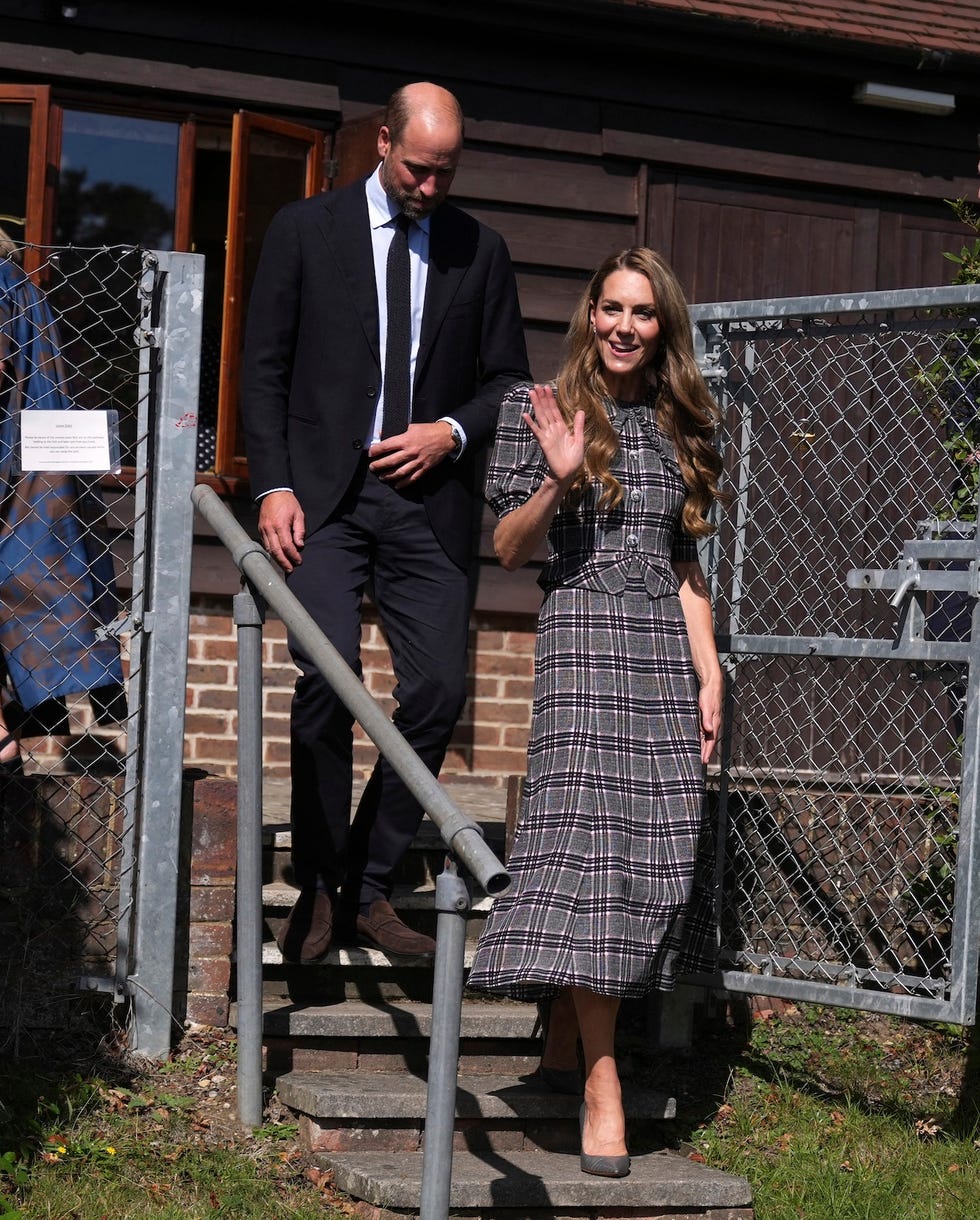 britain's catherine, princess of wales and britain's prince william, prince of wales depart after a visit to the national federation of women’s institute (wi) in sunningdale, west of london on september 8, 2025, to commemorate the three year anniversary of the death of william's late grandmother queen elizabeth ii. the prince will meet with members from sunningdale wi there and across berkshire to hear about the work of the wi and how it gives opportunities for women to socialise, learn new skills and engage in community projects. (photo by alastair grant / pool / afp)