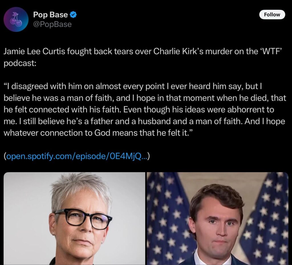 Jamie Lee Curtis fights back tears talking about that man’s death