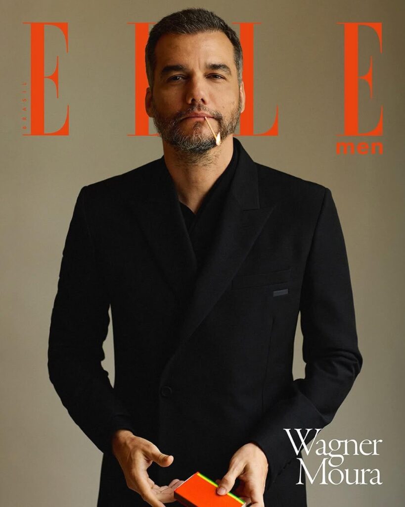 Wagner Moura covers the latest issue of Elle Men Brasil. Photographed by Bob Wolfenson & styled by Lucas Boccalão.