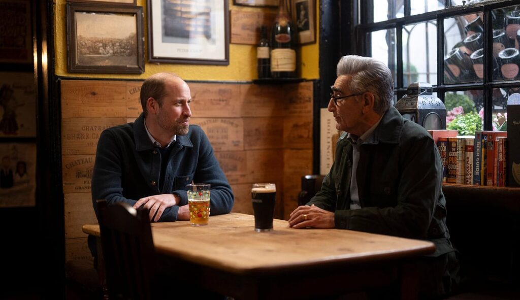 Prince William talks to Eugene Levy about his wife's cancer battle