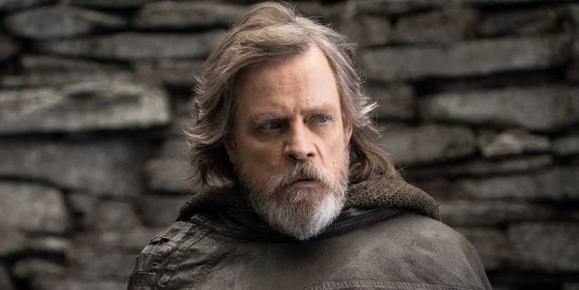 Mark Hamill as Luke Skywalker in the middle of explaining to Rey why the Jedi need to end in The Last Jedi.