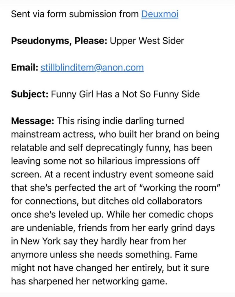 Which indie daring turned mainstream actress ditched all of her old friends/collaborators after achieving stardom & only reaches out when needing something?