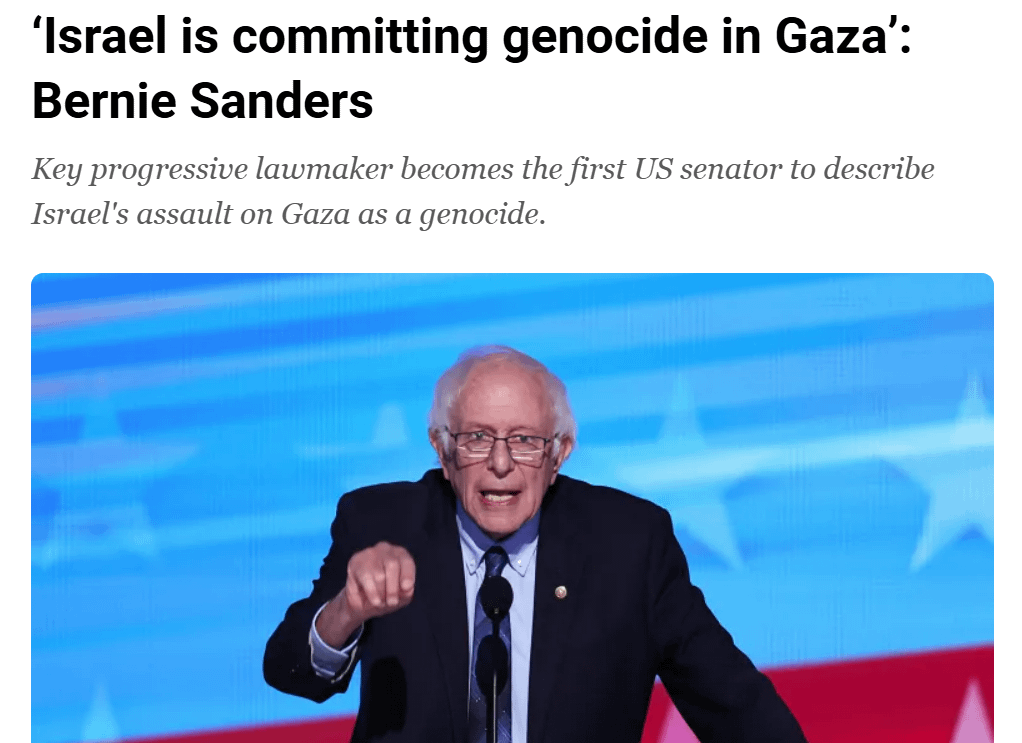 Bernie Sanders finally called what's happening in Gaza a genocide. Better late than never, I suppose.