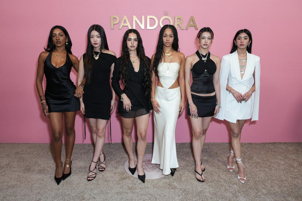 Katseye attends Pandora Celebrates Talisman Collection Launch on September 08, 2025 in New York City.