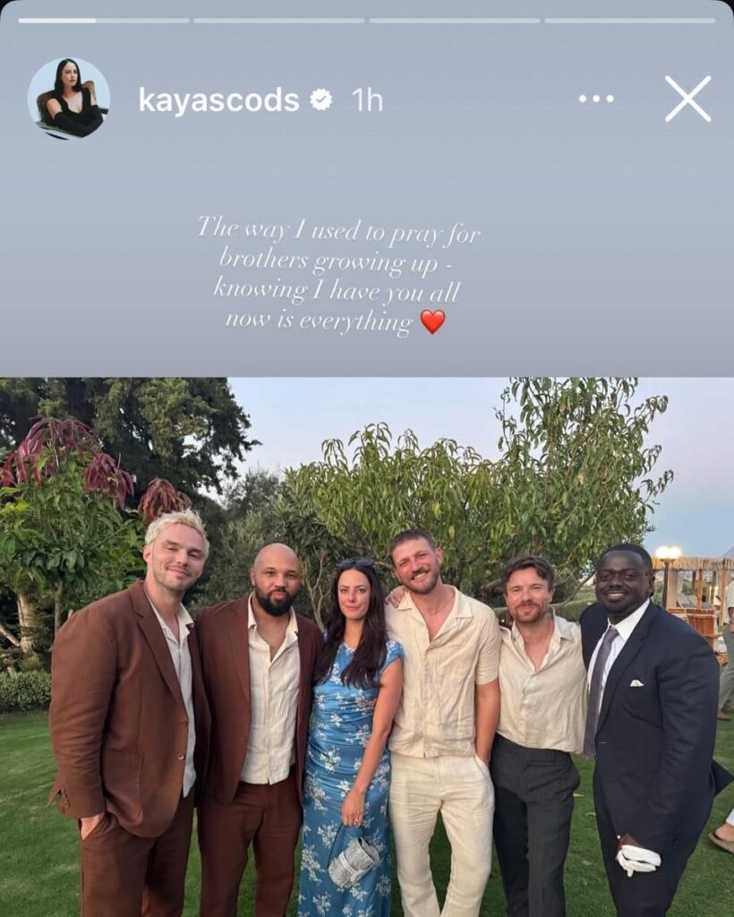 “Skins” cast members nicholas hoult, kaya scodelario, joe dempsey and daniel kaluuya reunite at a friend’s wedding