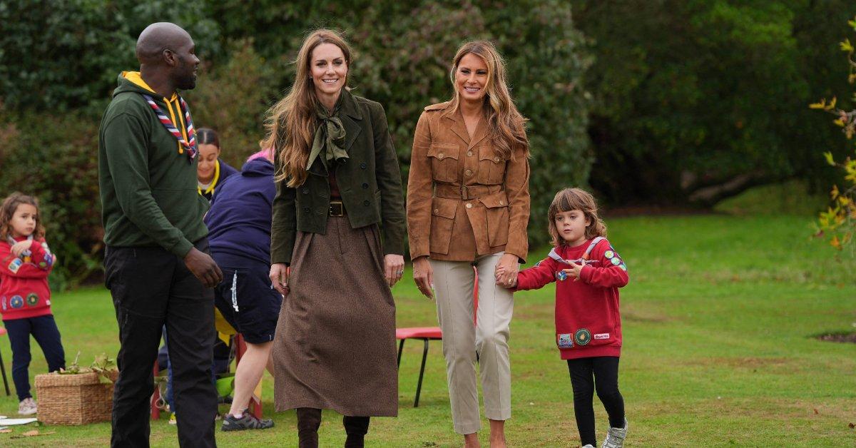 Photo of the Scout Chief said both Kate and Melania were 'engaging' with the children.