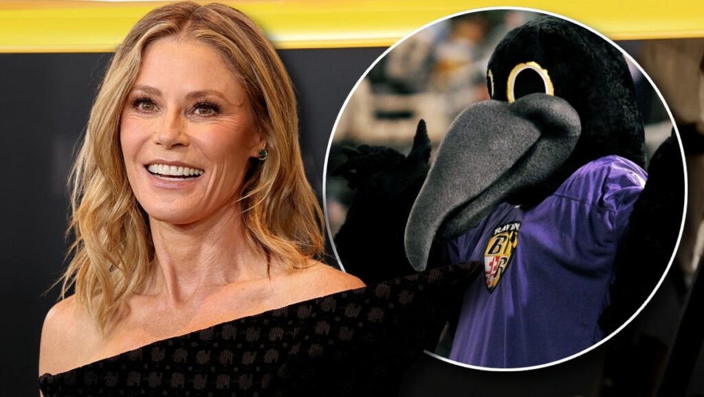 Julie Bowen Dances With Ravens Mascot, Rizzbot Flips The Bird, Disney Heist Julie Bowen Dances With Ravens Mascot, Rizzbot Flips The Bird, Disney Heist