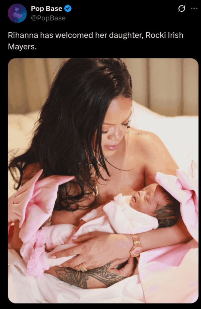 Rihanna welcomes daughter, Rocki Irish Mayers