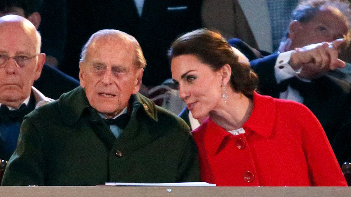 Kate Middleton speaking to Prince Philip as they watch the Windsor Horse Show together.