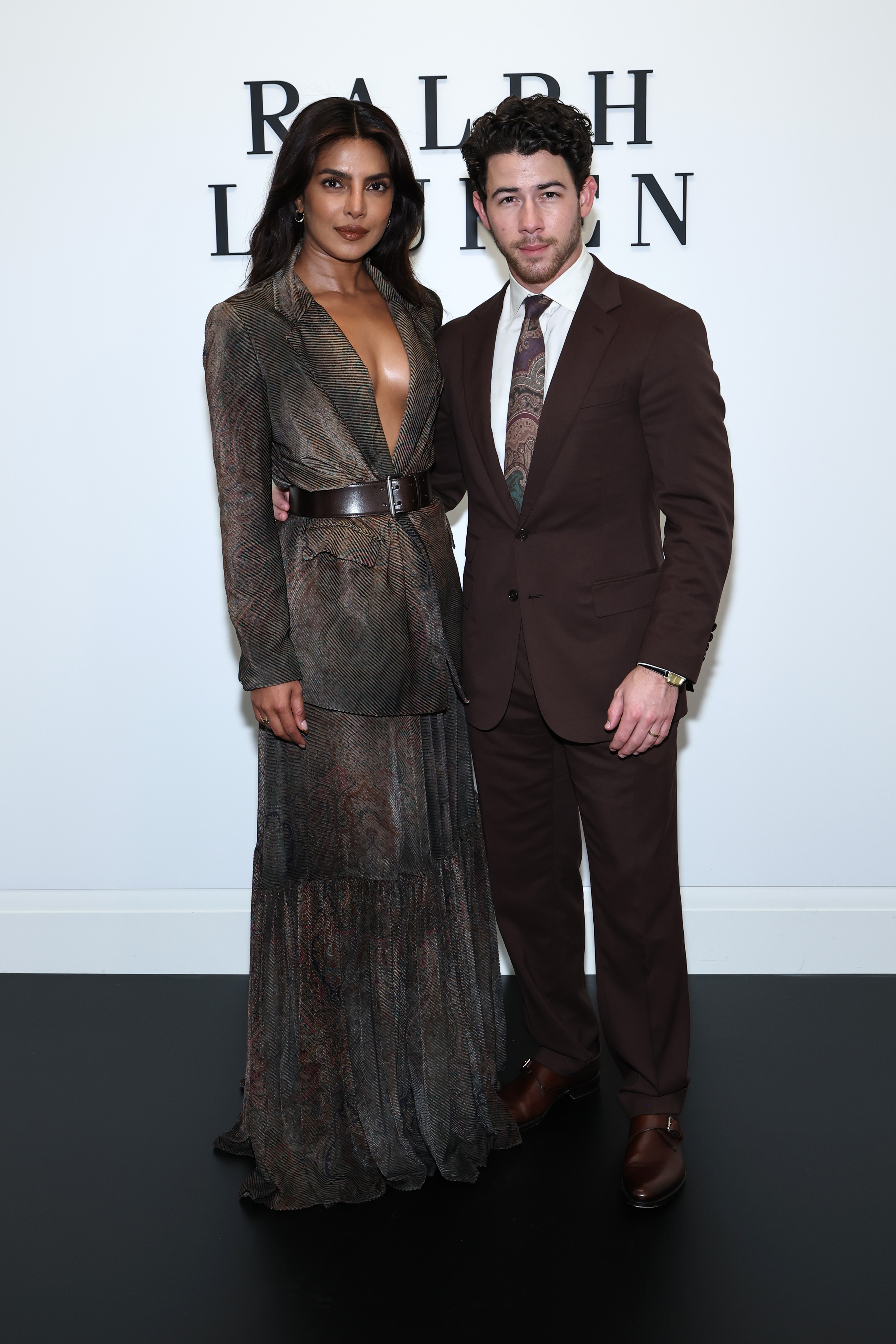 Priyanka Chopra Jonas and Nick Jonas attend the Ralph Lauren show during September 2025 New York Fashion Week on September 10, 2025 in New York City.