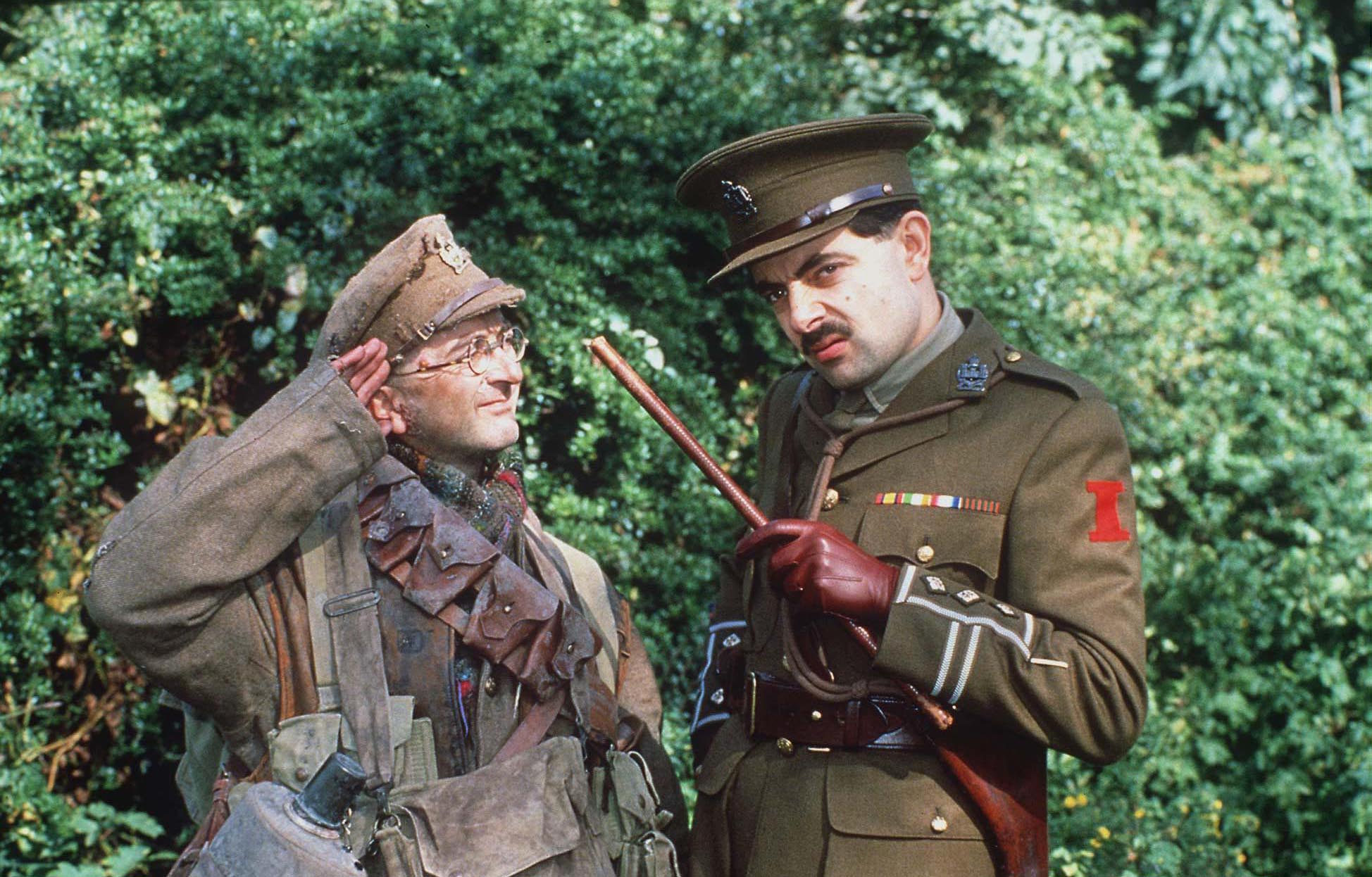 Robinson with Rowan Atkinson in the final season of ‘Blackadder’