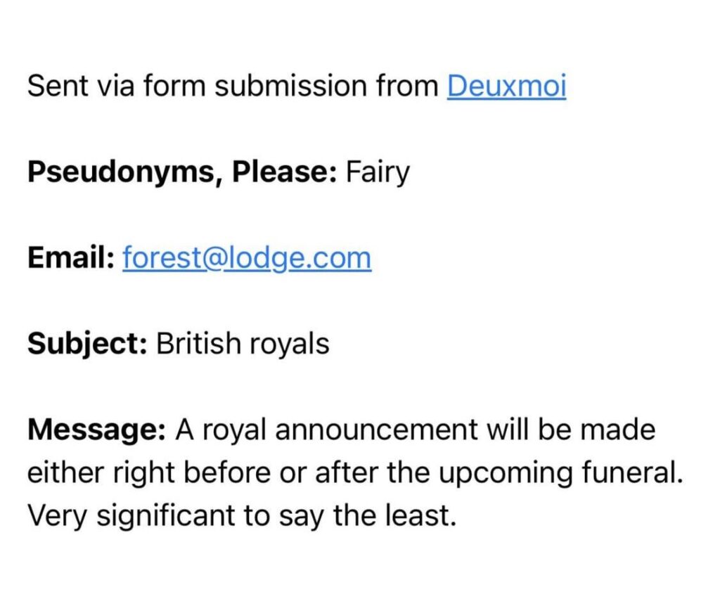 What royal announcement do you think is going to be released before or after an upcoming funeral?