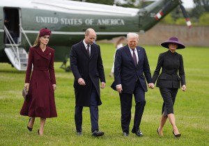 WINDSOR, ENGLAND - SEPTEMBER 17: (L-R) Catherine, Princess of Wales and William, Prince of Wales receive US President Donald Trump and First Lady Melania Trump at Windsor Castle on September 17, 2025 in Windsor, England. (Photo by Aaron Chown - WPA Pool/Getty Images)