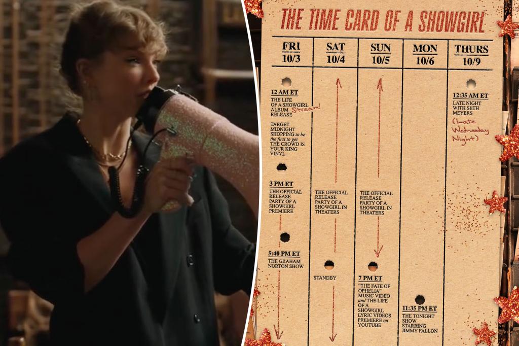 Taylor Swift live updates: The official ‘The Life of a Showgirl’ schedule is here – Page Six Taylor Swift live updates: The official ‘The Life of a Showgirl’ schedule is here - Page Six