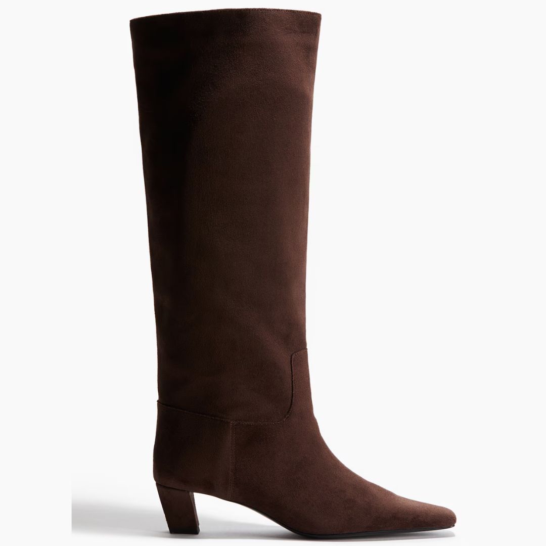 H&amp;M Brown Angled Heel Knee-High Boots