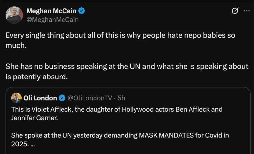 Meghan McCain (famous for her love of glass houses) calls Violet Affleck a “nepo baby”