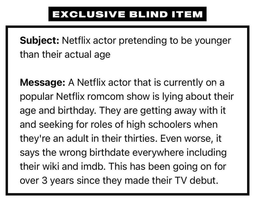 Which Netflix actor has been lying about their age/birthday & auditioning for high school roles even though they’re in their 30s?