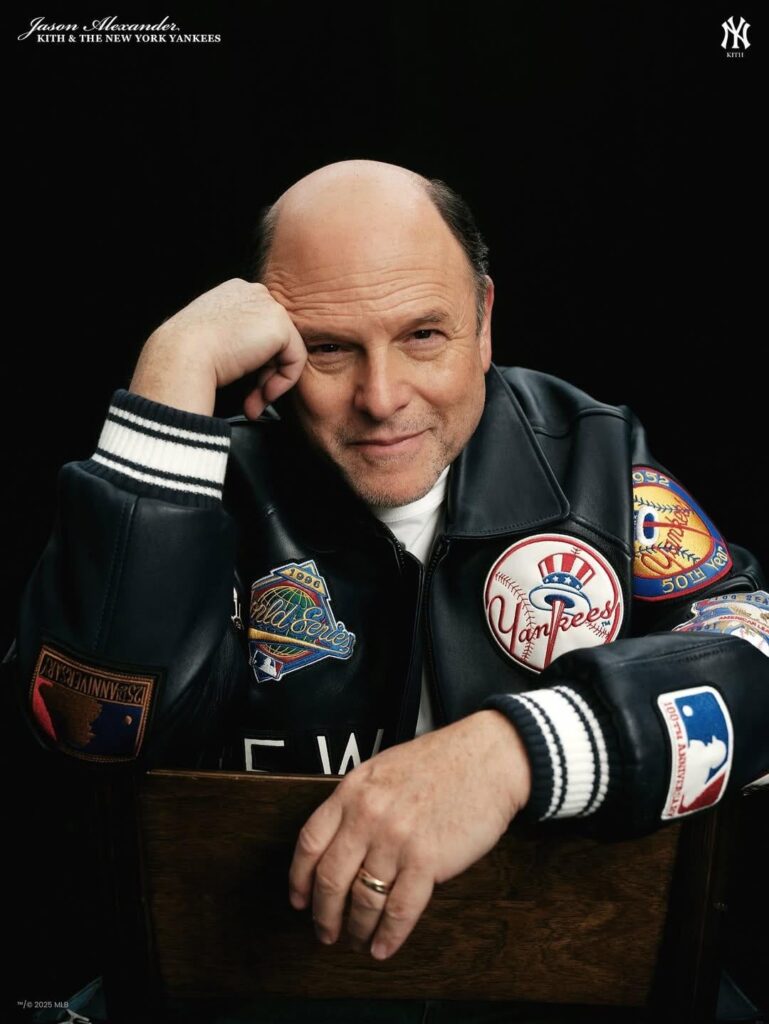 Jason Alexander stars in the campaign for Kith x New York Yankees, an upcoming collaborative collection of apparel, accessories & equipment with artwork dedicated to World Series Championships throughout the Yankees storied legacy.