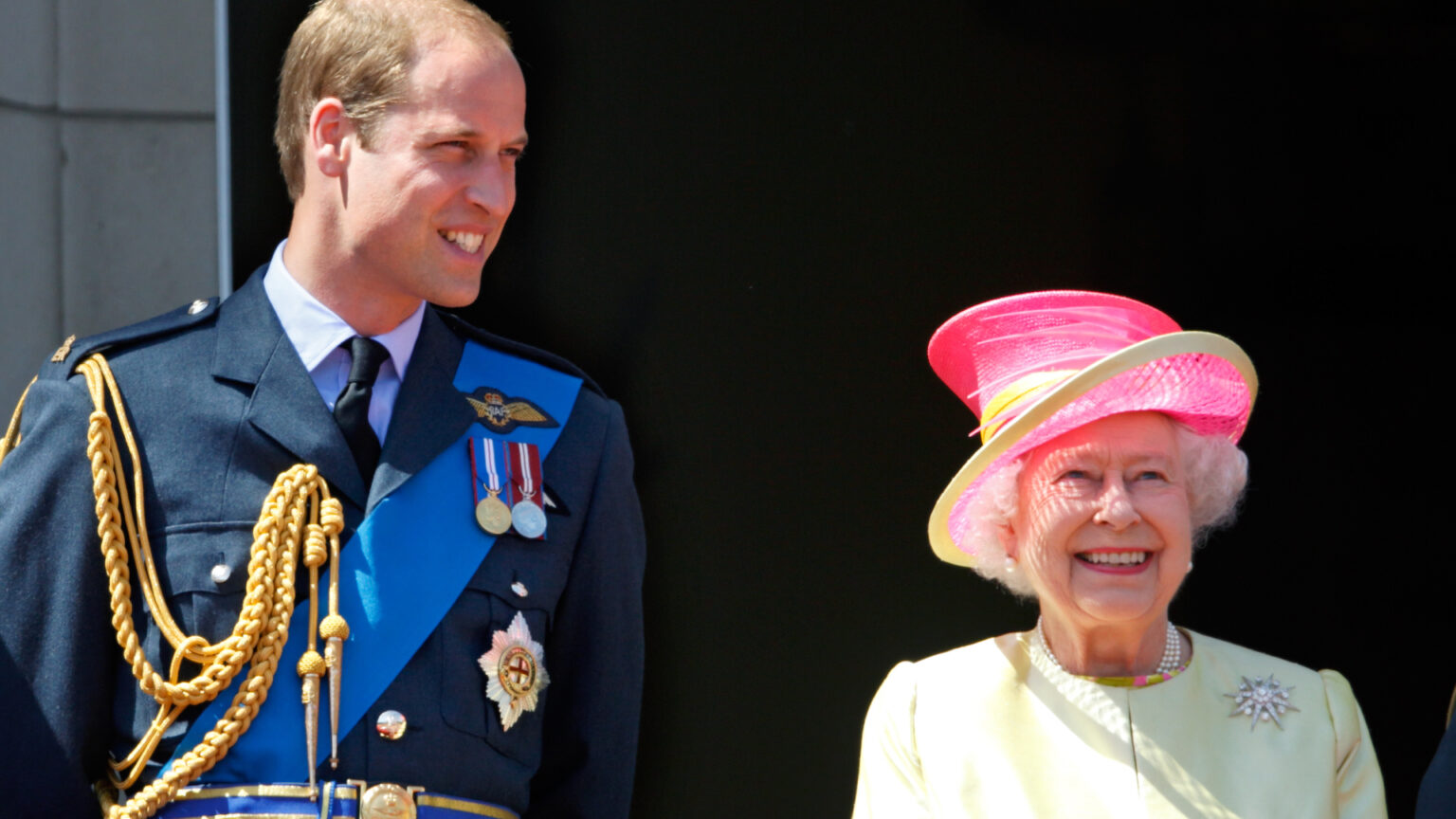 Prince William poses with Queen Elizabeth on Buckingham Palace balcony