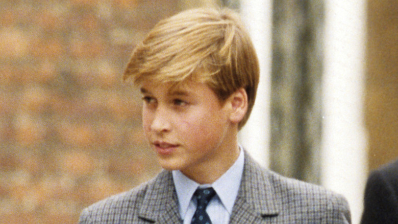 Prince William looking to the side at Eton (1995)