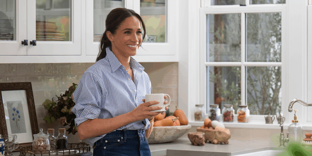 Shop Meghan Markle's blue striped shirt in 'With Love, Meghan'
