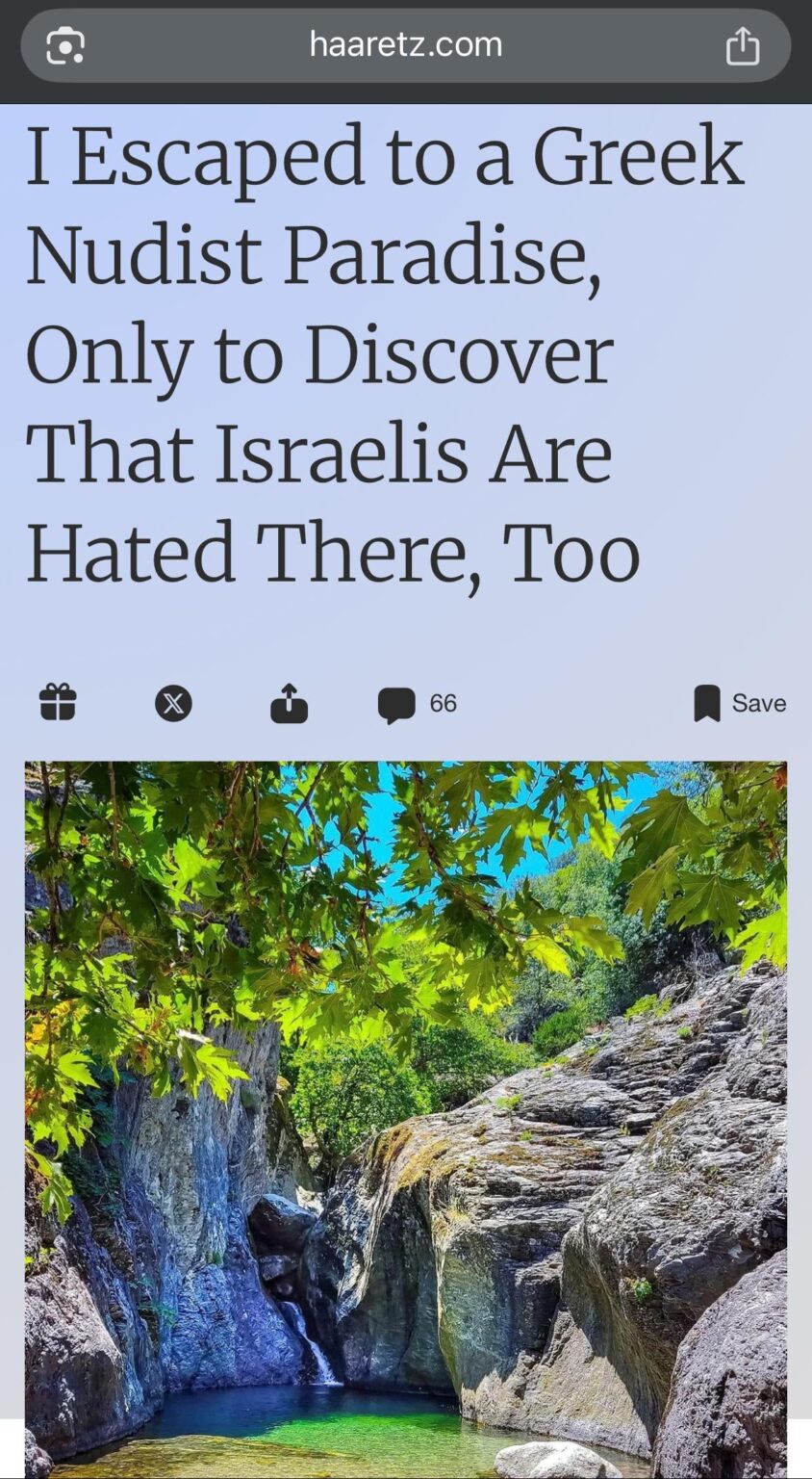 I Escaped to a Greek Nudist Paradise, Only to Discover That Israelis Are Hated There, Too