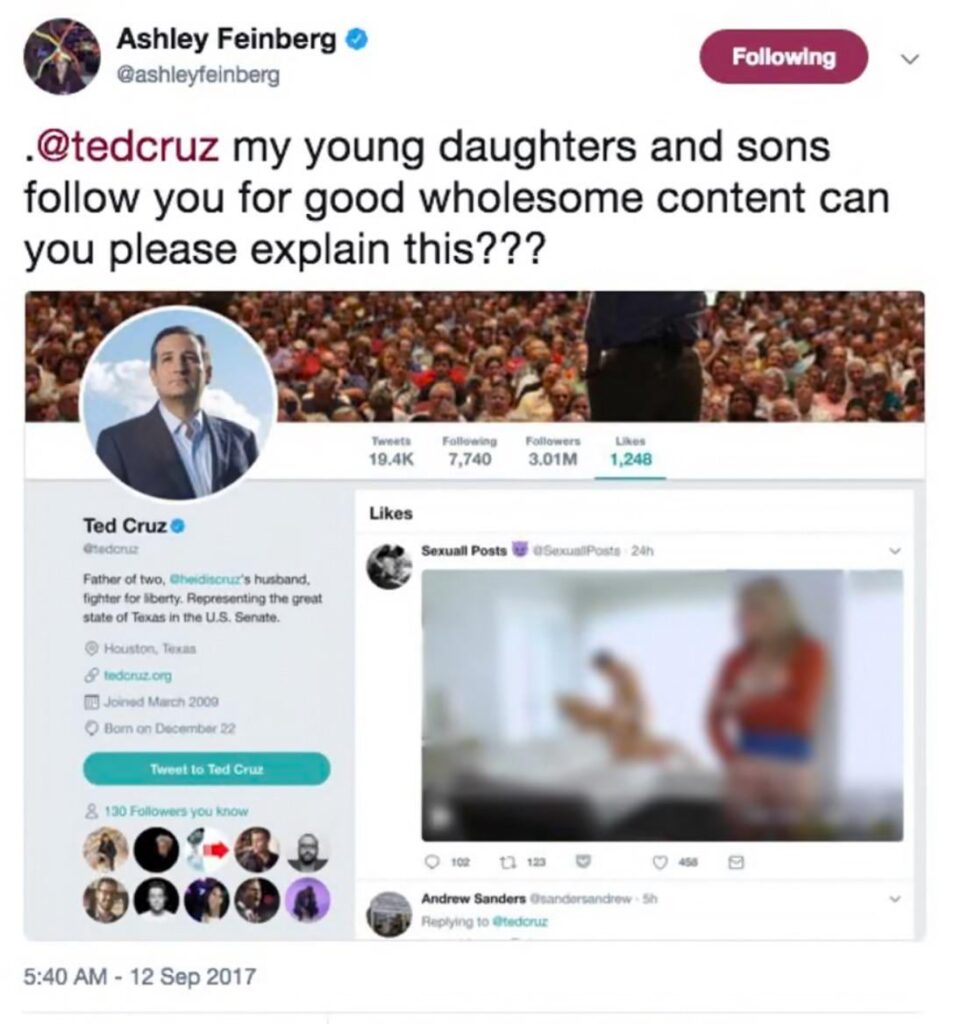 Today marks the eighth anniversary of Ted Cruz posting porn to his official Twitter account