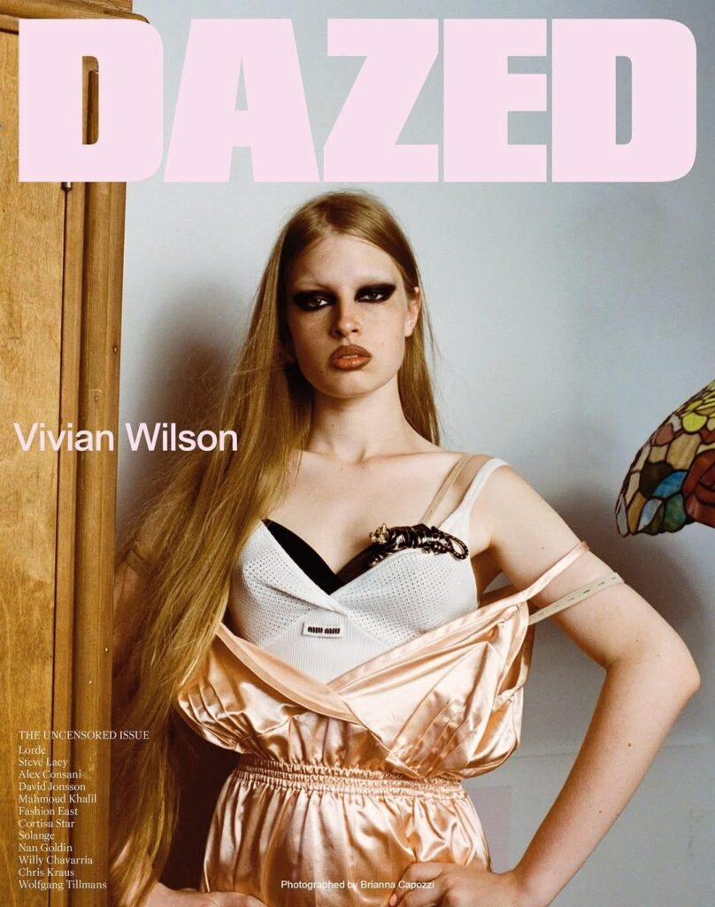 Vivian Wilson covers the latest digital issue of Dazed. Photographed by Brianna Capozzi & styled by Linda Engelhardt.