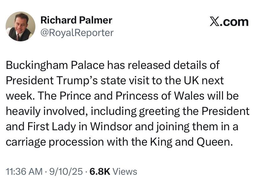 The Prince and Princess of Wales will be heavily involved with Trump’s state visit next week