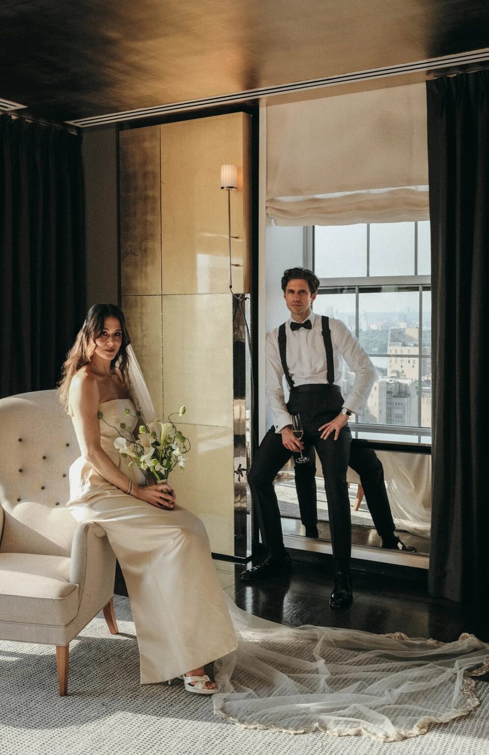 Broadway Actors Aaron Tveit and Ericka Yang Said “I Do” With a Classic NYC Wedding at The Milling Room on the Upper West Side. Photographed by Kristian Hvid.