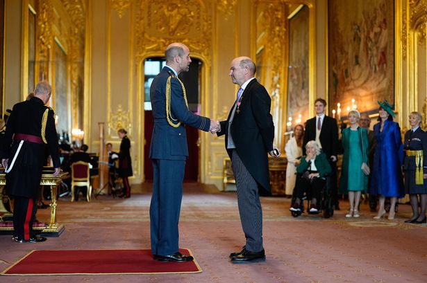 Stephen Lambert receiving his OBE from the Prince of Wales
