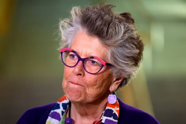 EDINBURGH, SCOTLAND - NOVEMBER 21: Prue Leith talks with media at Scottish Parliament Building on November 21, 2023 in Edinburgh, Scotland. Scottish Liberal Democrat MSP Liam McArthur hosts an event in the Scottish Parliament in support of his proposed Assisted Dying for Terminally Ill Adults (Scotland) Bill, joined by Dignity in Dying Patron and Bake off Judge, Prue Leith.  (Photo by Jeff J Mitchell/Getty Images)