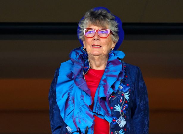 ASCOT, UNITED KINGDOM - OCTOBER 21: (EMBARGOED FOR PUBLICATION IN UK NEWSPAPERS UNTIL 24 HOURS AFTER CREATE DATE AND TIME) Prue Leith watches the racing as she attends QIPCO British Champions Day at Ascot Racecourse on October 21, 2023 in Ascot, England. (Photo by Max Mumby/Indigo/Getty Images)