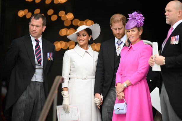 The Duke and Duchess of Sussex with Zara Phillips and Tindall at a service in 2022