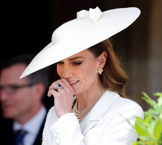 WINDSOR, UNITED KINGDOM - JUNE 16: (EMBARGOED FOR PUBLICATION IN UK NEWSPAPERS UNTIL 24 HOURS AFTER CREATE DATE AND TIME) Catherine, Princess of Wales attends the Order of the Garter service at St. George's Chapel, Windsor Castle on June 16, 2025 in Windsor, England. The Most Noble Order of the Garter, founded by King Edward III in 1348, is the oldest and most senior Order of Chivalry in Britain. (Photo by Max Mumby/Indigo/Getty Images)