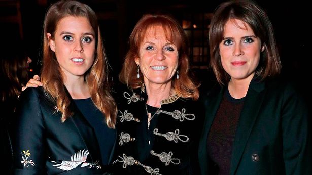 (L to R) Princess Beatrice of York, Sarah Ferguson and Princess Eugenie of York attend the launch of The Ned, London on April 26, 2017