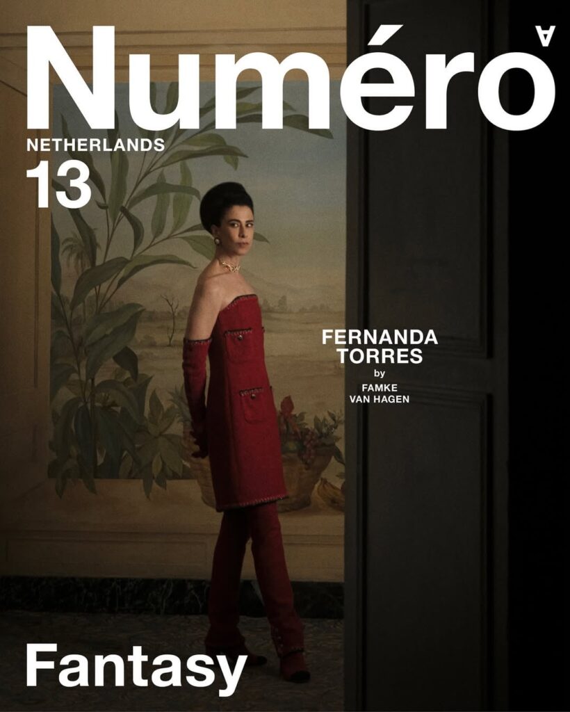 Fernanda Torres covers the Fantasy Issue for Numéro Netherlands. Photographed by Famke van Hagen & styling + creative direction by Alexandre Dornellas.