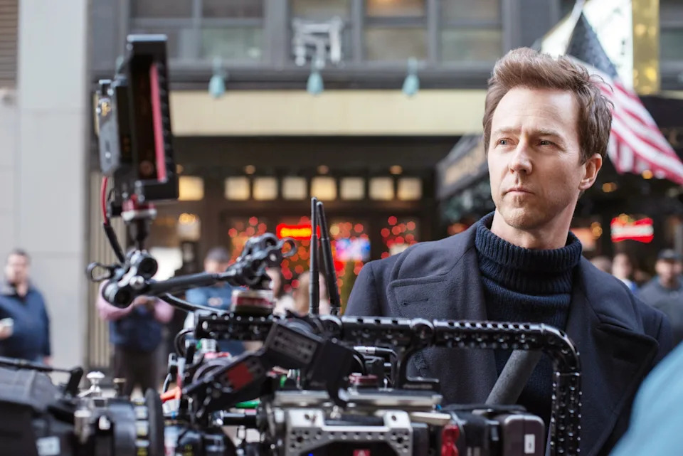 Edward Norton on-set