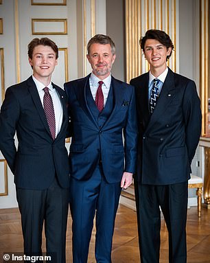 King Frederik bestowed honorary titles on Prince Joachim's eldest sons, Count Felix and Count Nikolai, at a ceremony on May