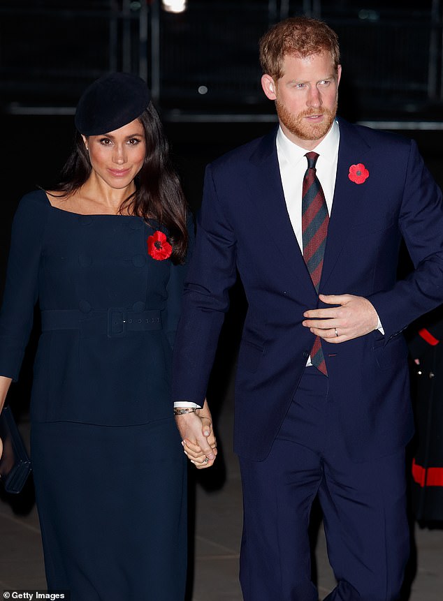 In November 2018, the Sussexes presented a united front as they marked the Centenary of Armistice Day at a service held at London's iconic Westminster Abbey on Remembrance Day. Matching in navy blue, the newlyweds, then parents-to-be, arrived holding hands