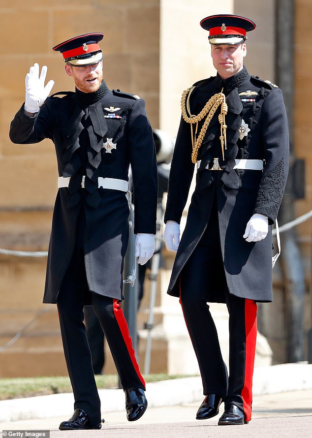 During the ceremony, Harry and William wore the frockcoat uniform of the blues and Royals, part of the Household Cavalry of the British Army, featuring a three-quarter scarlet stripe. Unconventionally, Harry also sported a beard