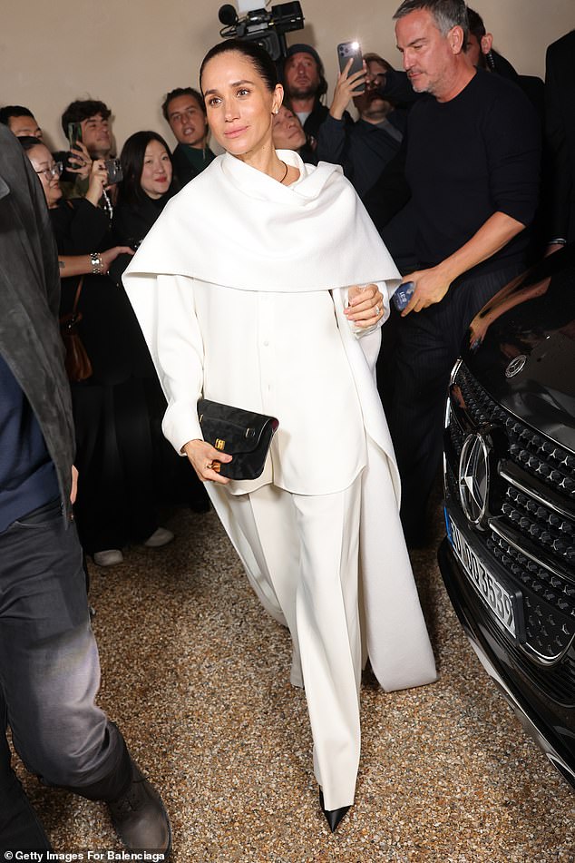 Meghan Markle at the Balenciaga Womenswear Spring/Summer 2026 show as part of Paris Fashion Week last week