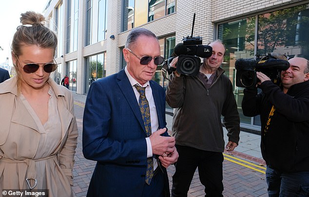 Gascoigne with Katie Davies, who walked into court with him every day when he was on trial for sexual assault